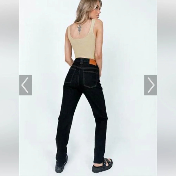 Princess Polly Jeans Women’s US 8 THE BREANNE 70S HIGH RISE JEAN BLACK NWT - Picture 2 of 10